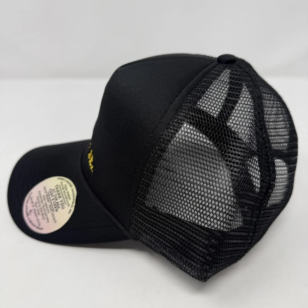 At The Sea Hat Cap Snap Back Black Trucker Mesh Embroidered Mens One Size
